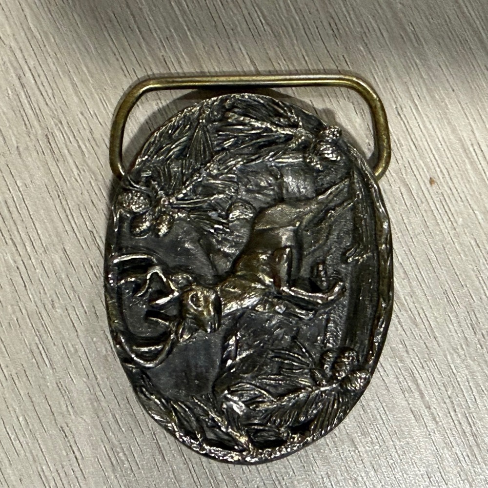 Vintage 1981 Great American Buckle Co Deer Buck Wildlife Belt Buckle USA 1643